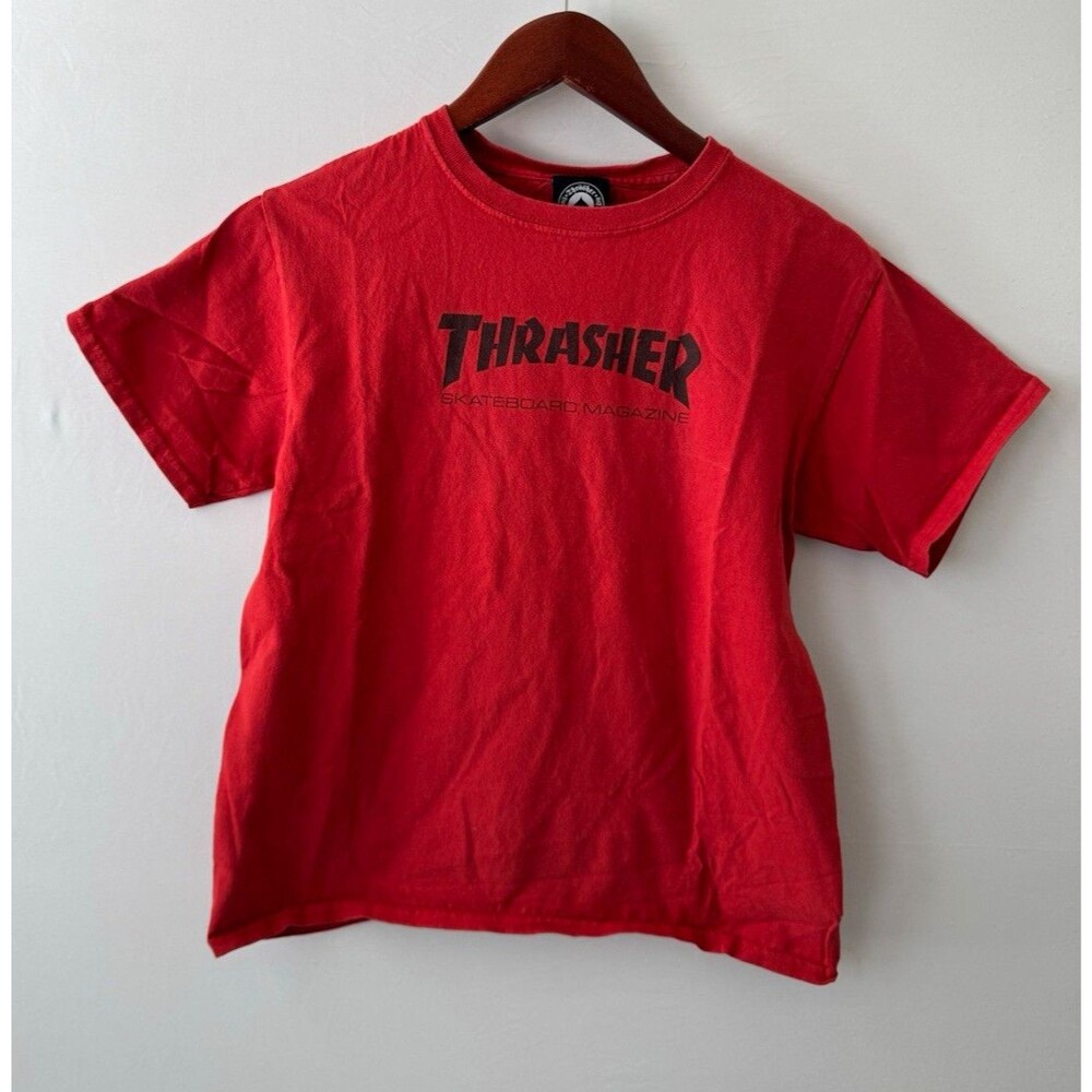 Thrasher Skateboard Magazine Logo Graphic T-Shirt Men’s L Red Cotton Tee